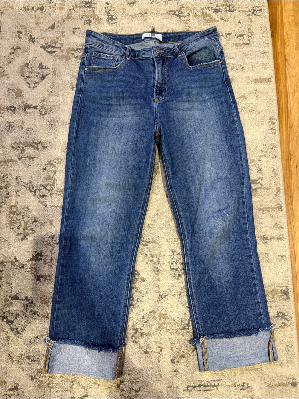 Ankle Crop Straight Jeans in Blue